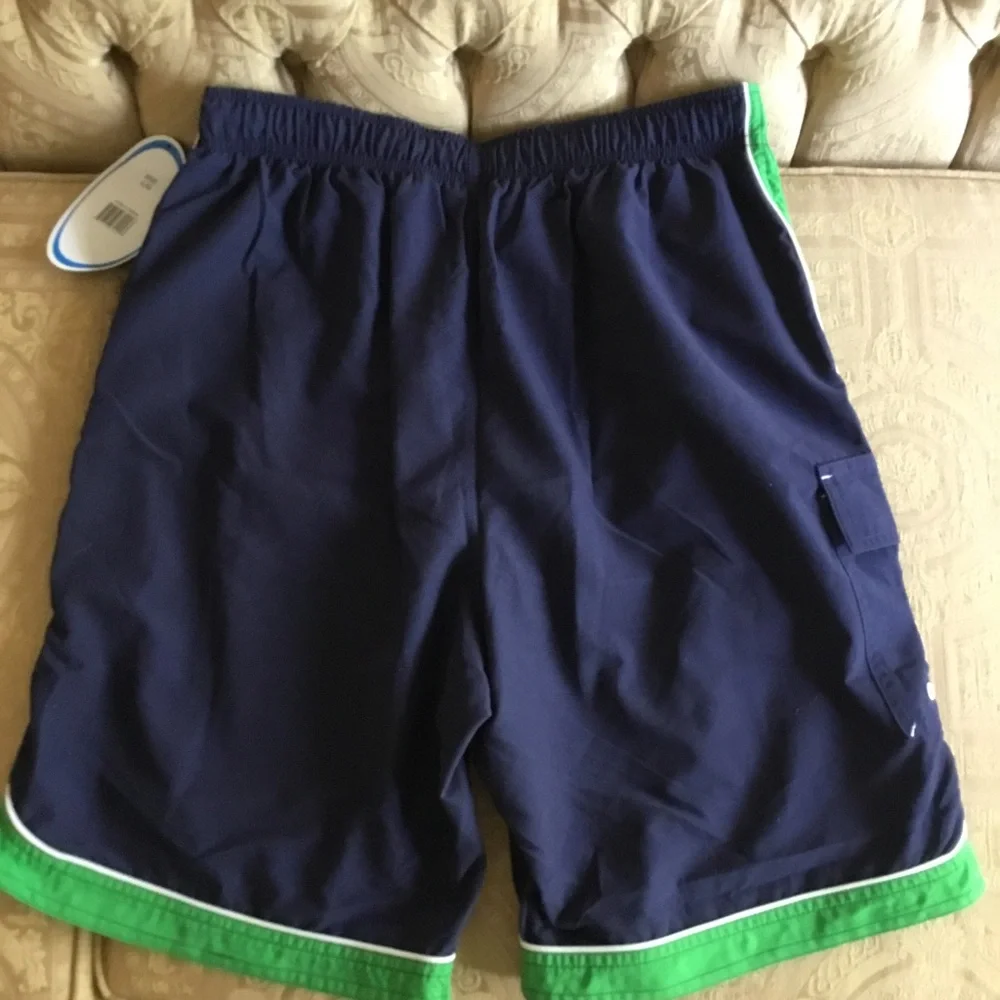 NWT Ocean Pacific OP Men’s Swim Trunks Board Shorts Navy Green Surf cargo pocket